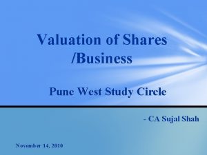 Valuation of Shares Business Pune West Study Circle