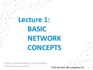 Lecture 1 BASIC NETWORK CONCEPTS PGT 307 PROGRAMMING