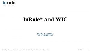 In Rule And WIC DONNA T SEWARD WIC