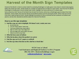 Harvest of the Month Sign Templates Harvest of