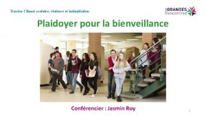 Dossier Climat scolaire violence et intimidation Plaidoyer pour