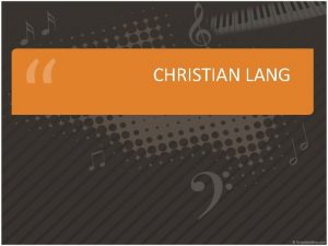 CHRISTIAN LANG Christian Lang Vita geboren 1981 mit