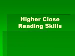 Higher close reading