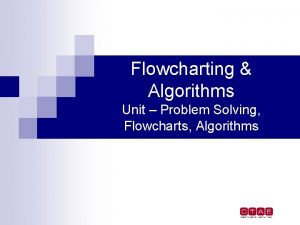 Flowcharting Algorithms Unit Problem Solving Flowcharts Algorithms Standard