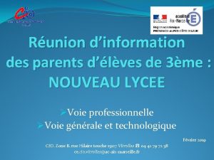 Runion dinformation des parents dlves de 3me NOUVEAU