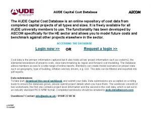 AUDE Capital Cost Database The AUDE Capital Cost