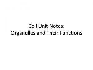 Cell Unit Notes Organelles and Their Functions Cell