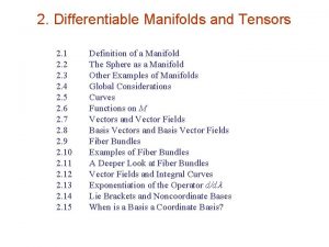 2 Differentiable Manifolds and Tensors 2 1 2