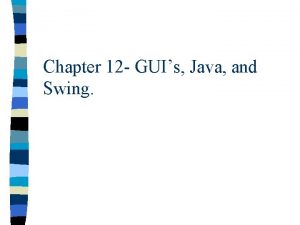 Chapter 12 GUIs Java and Swing Overview n