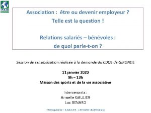 Association tre ou devenir employeur Telle est la