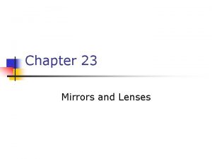 Chapter 23 Mirrors and Lenses Notation for Mirrors