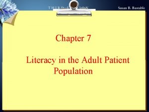 Chapter 7 Literacy in the Adult Patient Population