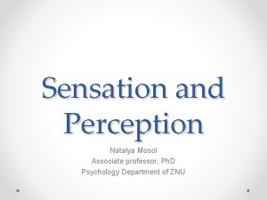 Sensation and Perception Natalya Mosol Associate professor Ph