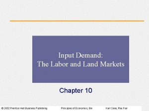 Input Demand The Labor and Land Markets Chapter