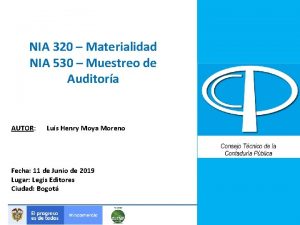 NIA 320 Materialidad NIA 530 Muestreo de Auditora