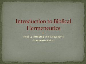 Hermeneutical bridge