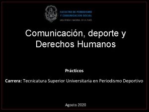 Comunicacin deporte y Derechos Humanos Prcticos Carrera Tecnicatura