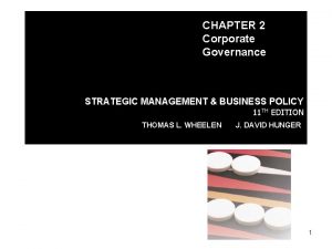 CHAPTER 2 Corporate Governance STRATEGIC MANAGEMENT BUSINESS POLICY