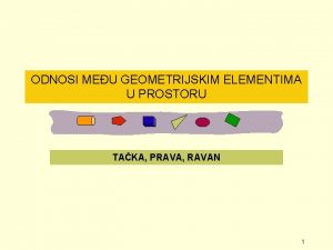 ODNOSI MEU GEOMETRIJSKIM ELEMENTIMA U PROSTORU TAKA PRAVA