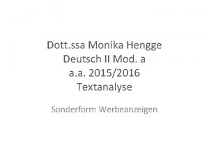 Dott ssa Monika Hengge Deutsch II Mod a