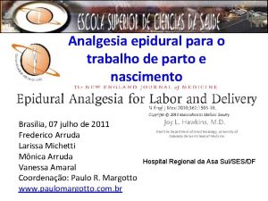 Analgesia epidural para o trabalho de parto e