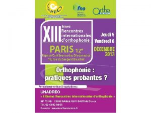 XIIIme Rencontres internationales dorthophonie Pratiques probantes Jeudi 5