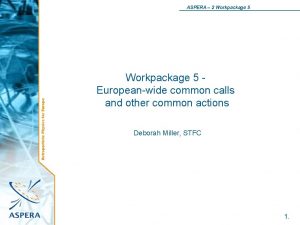 Astroparticle Physics for Europe ASPERA 2 Workpackage 5