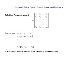 Row space of a matrix