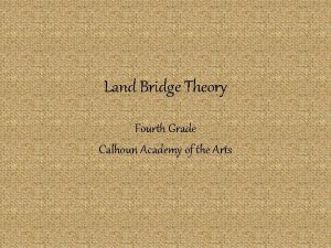 Land Bridge Theory Fourth Grade Calhoun Academy of