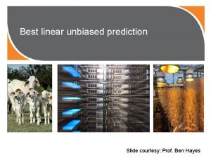 Best linear unbiased prediction Slide courtesy Prof Ben
