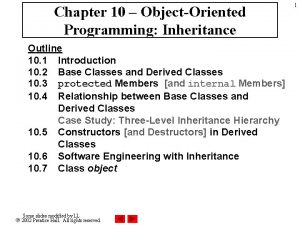 Chapter 10 ObjectOriented Programming Inheritance Outline 10 1