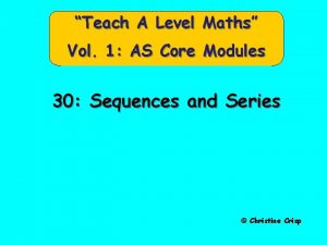 Teach A Level Maths Vol 1 AS Core