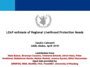 WFP LEAP estimate of Regional Livelihood Protection Needs