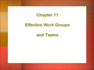 Chapter 11 Effective Work Groups and Teams 11