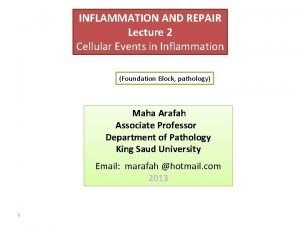 INFLAMMATION AND REPAIR Lecture 2 Cellular Events in