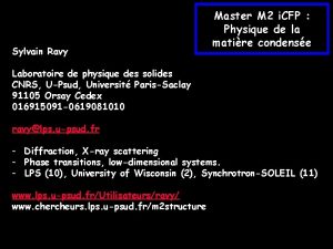 Sylvain Ravy Master M 2 i CFP Physique