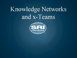 Knowledge Networks and xTeams Thousands of years ago