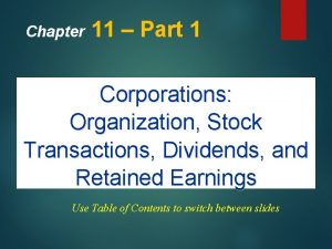 Chapter 11 Part 1 Corporations Organization Stock Transactions
