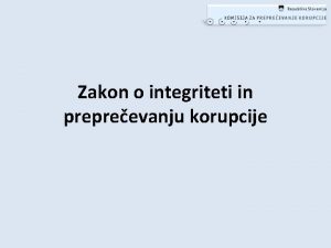 Zakon o integriteti in prepreevanju korupcije Nezdruljivost Nezdruljivost