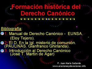 Formacin histrica del Derecho Cannico Bibliografa l 1