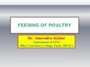 FEEDING OF POULTRY Dr Amrendra Kishor Department of
