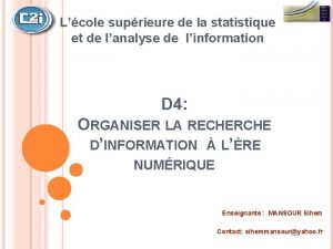 Lcole suprieure de la statistique et de lanalyse