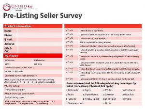 PreListing Seller Survey Contact Information Name Y N