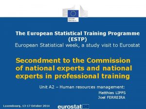 The European Statistical Training Programme ESTP European Statistical