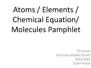 Atoms Elements Chemical Equation Molecules Pamphlet 8 th