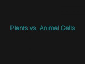 Plants vs Animal Cells All Cells All cells