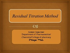 Residual titration คือ