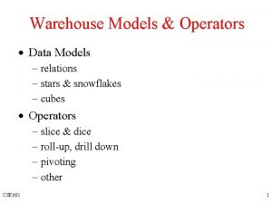 Warehouse Models Operators Data Models relations stars snowflakes