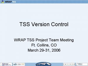 TSS Version Control WRAP TSS Project Team Meeting