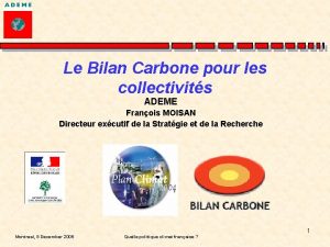 Le Bilan Carbone pour les collectivits ADEME Franois